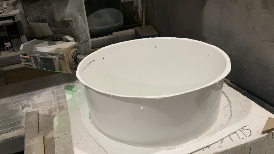 The factory is cutting the outside of the radome